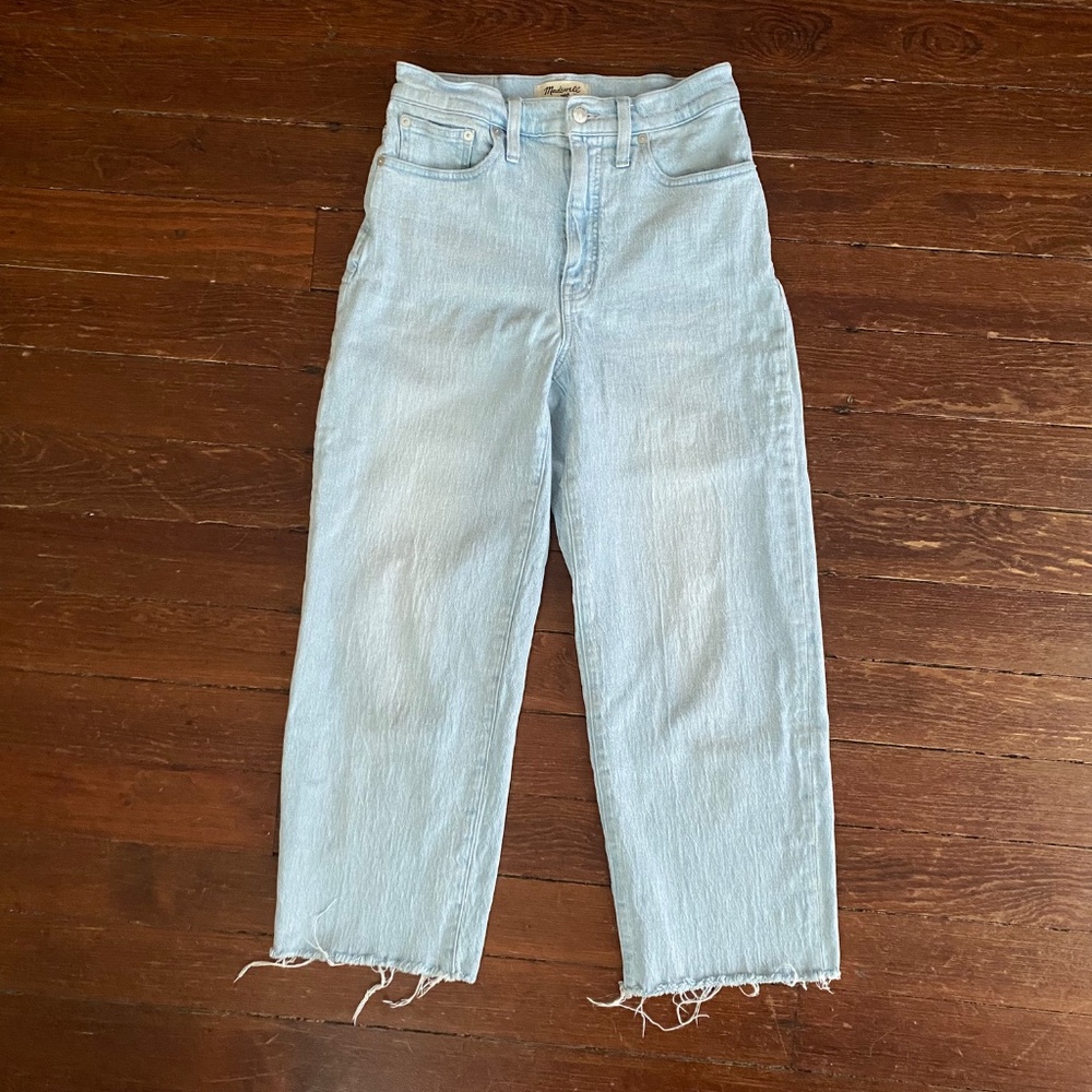 Madewell The Perfect Vintage Cropped Wide Leg Jeans 27 Light Blue